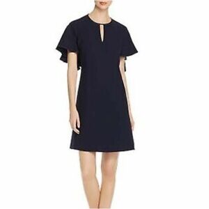Elie Tahari Theodore Cutout Sheath Dress With Ruffle Sleeves Navy Black 8